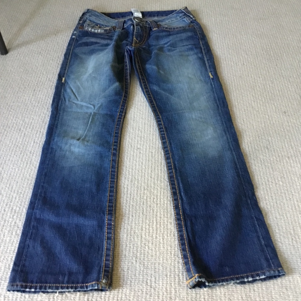 True Religion Men's Dark Blue Washed Jeans